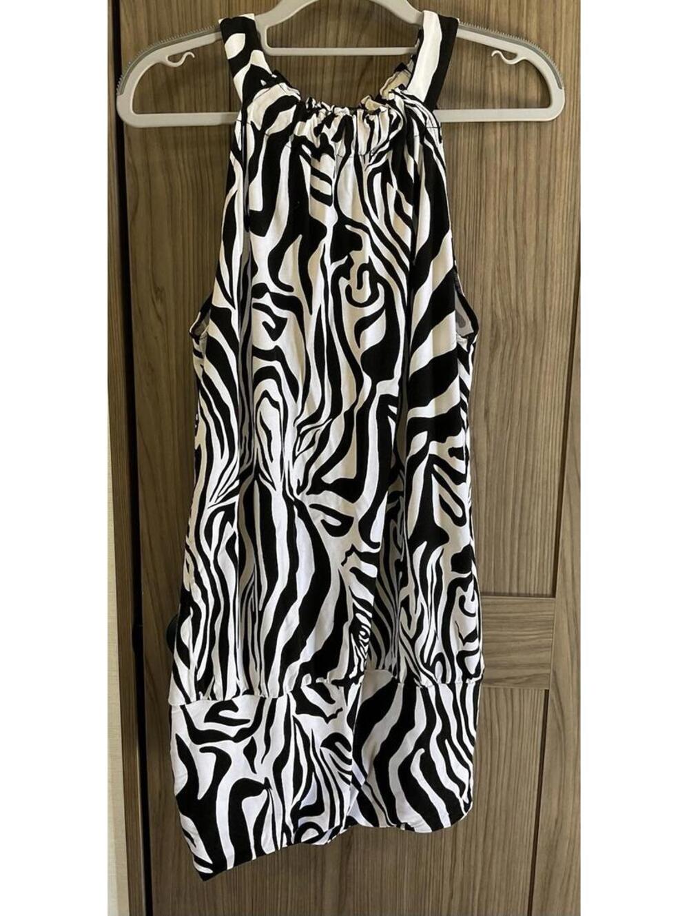 Venus Womens Black/white Sleeveless Dress Animal Print Size M
